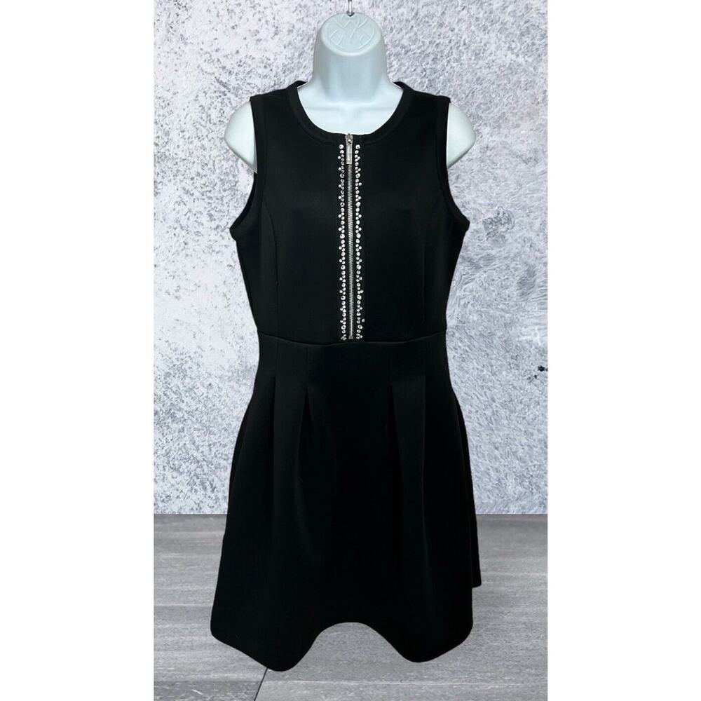 Michael Michael Kors Black Shift Cocktail Dress Sz M Sleeveless Rhinestone
